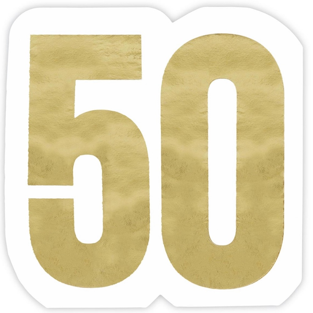 X-large die-cut party napkin/gold “50”-3 packs/16=48ea set-5 sets available-NIB